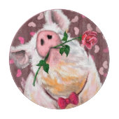 Funny Cutting Board Gentleman Pig mit Rose Schneidebrett (Vorderseite)