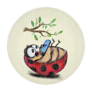 Funny Cutting Board Happy Ladybug mit Telefon Schneidebrett