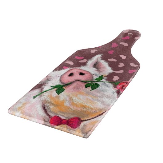 Funny Cutting Board mit Gentleman Pig Schneidebrett (Ecke)