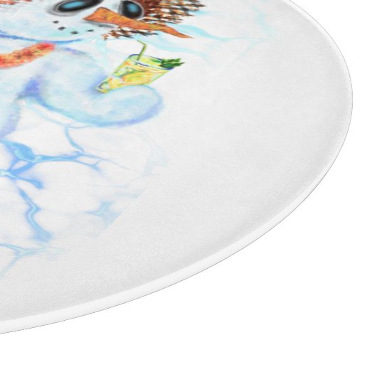Funny Cutting Board mit Snowman Surfer Schneidebrett (Ecke)
