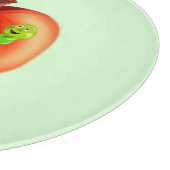 Funny Cutting Board mit Wurm in Red Apple Schneidebrett (Ecke)