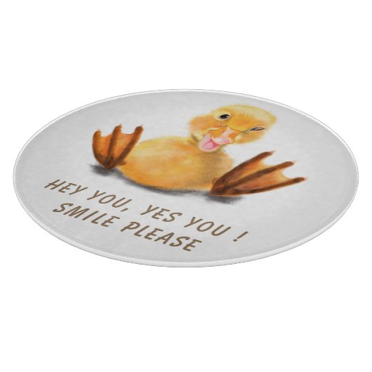 Funny Cutting Board Playful Duck - Custom Text Schneidebrett (Ecke)