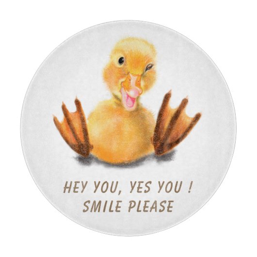 Funny Cutting Board Playful Duck - Custom Text Schneidebrett (Vorderseite)
