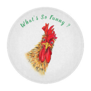 Funny Cutting Board überrascht Rooster Custom Text Schneidebrett