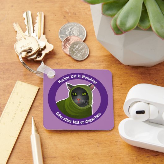 Funny Cyber Fraud Awareness - Hacker beobachten Schlüsselanhänger (Schreibtisch)