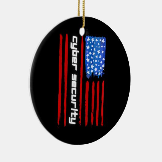 Funny Cybersecurity IT Analyst American Flag Keramik Ornament (Rechts)