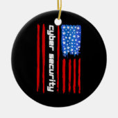 Funny Cybersecurity IT Analyst American Flag Keramik Ornament (Vorne)