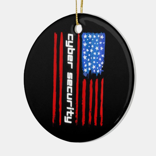 Funny Cybersecurity IT Analyst American Flag Keramik Ornament (Links)
