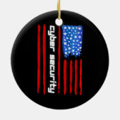 Funny Cybersecurity IT Analyst American Flag Keramik Ornament (Hinten)