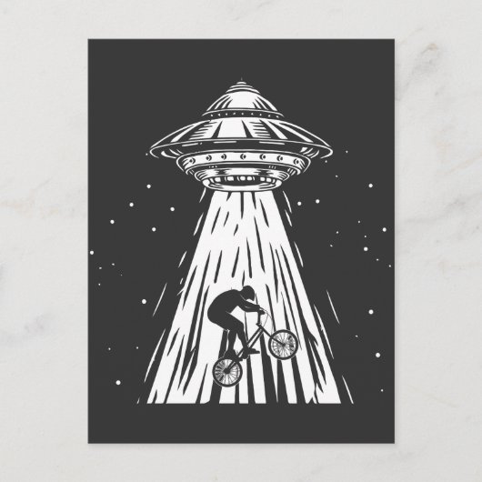 Funny Cycling bmx Alien Ufo Biker Entführung Postkarte (Vorderseite)