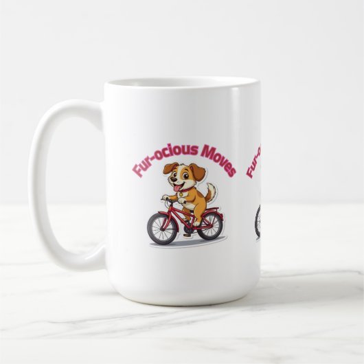 **Funny Cycling Dog – Cute Dog Riding a Bicycle Il Kaffeetasse (Links)