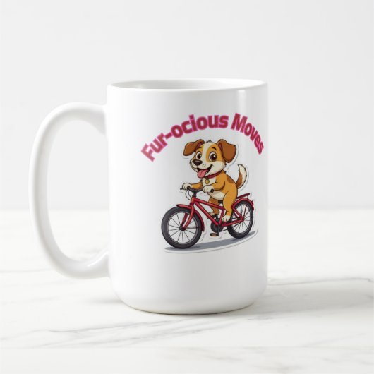 **Funny Cycling Dog – Cute Dog Riding a Bicycle Il Kaffeetasse (Links)