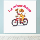 **Funny Cycling Dog – Cute Dog Riding a Bicycle Il Leinwanddruck (Insitu (Holzboden))