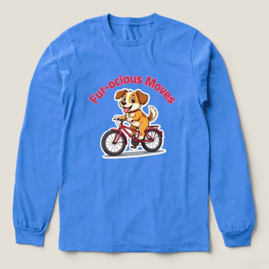 **Funny Cycling Dog – Cute Dog Riding a Bicycle Il Tri-Blend Shirt (Design Vorderseite)