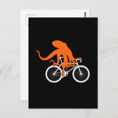 Funny Cycling - Octopus Riding Bicycle Postkarte (Vorne/Hinten)