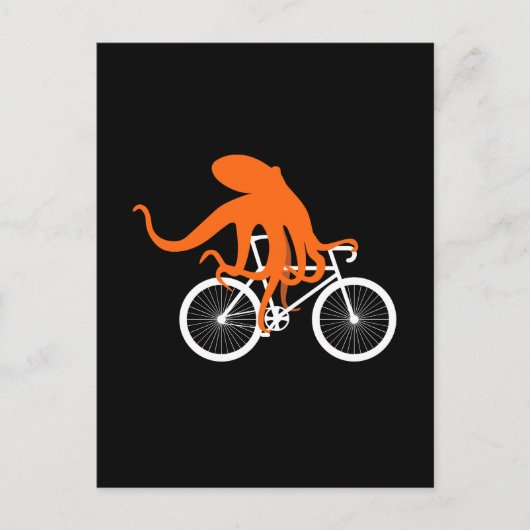 Funny Cycling - Octopus Riding Bicycle Postkarte (Vorderseite)