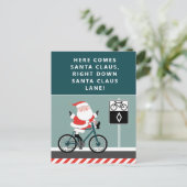 Funny Cyclist Bike Weihnachtskarte Feiertagspostkarte (Stehend Vorderseite)