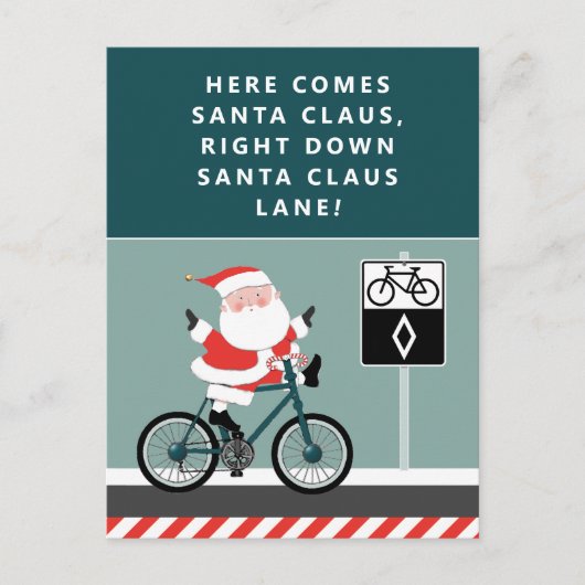 Funny Cyclist Bike Weihnachtskarte Feiertagspostkarte (Vorderseite)