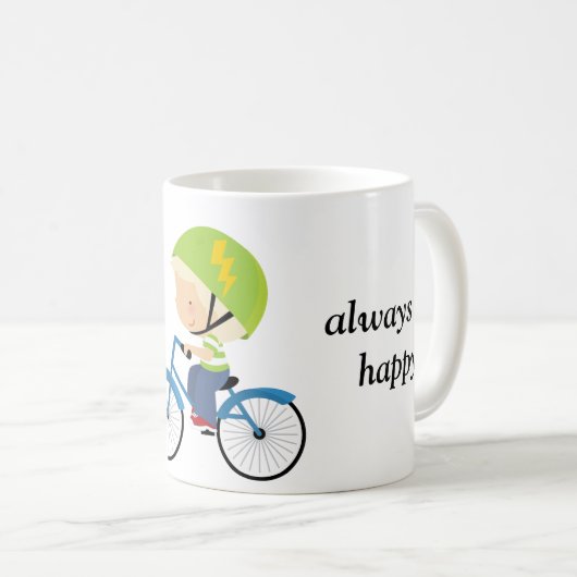 Funny Cyclist immer glücklich sein Fahrrad fahren Kaffeetasse (VorderseiteRechts)