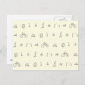 Funny Cyclists reiten Quirky Bicycles Zeichnend Ku Postkarte (Vorne/Hinten)