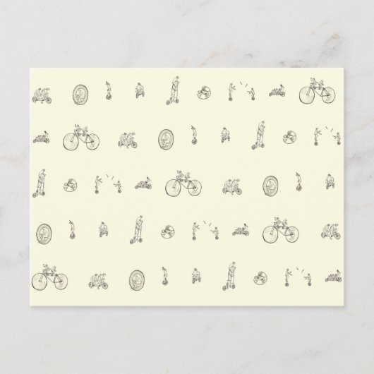 Funny Cyclists reiten Quirky Bicycles Zeichnend Ku Postkarte (Vorderseite)