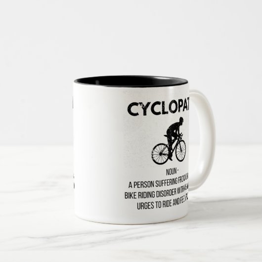 Funny Cycopath Cycling Definition Geschenk, Bike-V Zweifarbige Tasse (VorderseiteRechts)