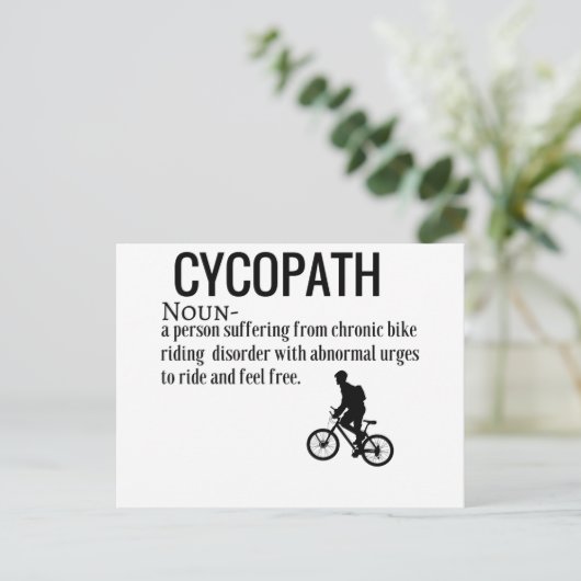 Funny Cycopath Noun Design Dictionary Definition Postkarte (Stehend Vorderseite)