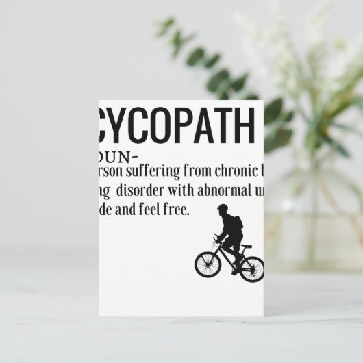 Funny Cycopath Noun Design Dictionary Definition Postkarte (Stehend Vorderseite)