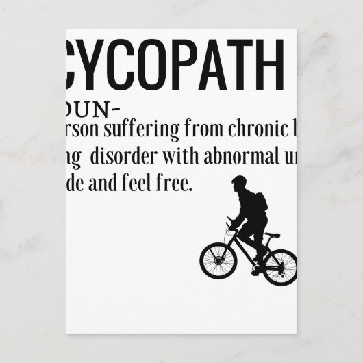 Funny Cycopath Noun Design Dictionary Definition Postkarte (Vorderseite)