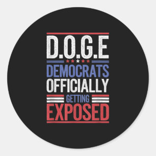 Funny D.o.g.e Doge Government Efficiency US Flag Runder Aufkleber