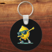 Funny Dab Lemon Dancing Dabbing Retro Obst 2 Schlüsselanhänger (Vorderseite)