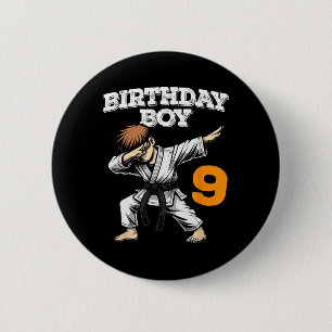 Funny Dabbing 9th Birthday Boy Karate 9 Year Old B Button