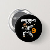 Funny Dabbing 9th Birthday Boy Karate 9 Year Old B Button (Vorne & Hinten)