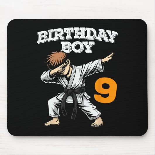Funny Dabbing 9th Birthday Boy Karate 9 Year Old B Mousepad (Vorne)