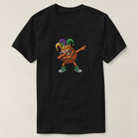 Funny Dabbing Basketball Ball Mardi Gras Jester T-Shirt (Design vorne)