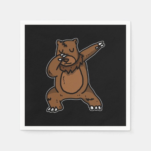 Funny Dabbing Bear Dab Dance White Brown Bär Gesch Serviette (Vorderseite)