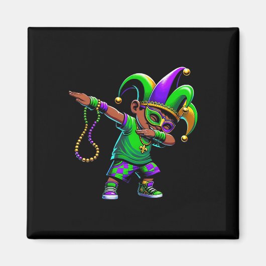 Funny Dabbing Boy Mardi Gras Karneval Parade Boy K Magnet (Vorne)