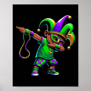 Funny Dabbing Boy Mardi Gras Karneval Parade Boy K Poster