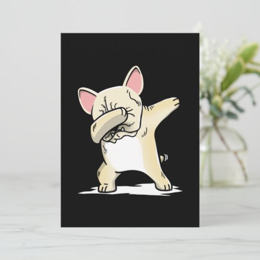 Funny Dabbing Bulldog Dog Dankeskarte (Stehend Vorderseite)