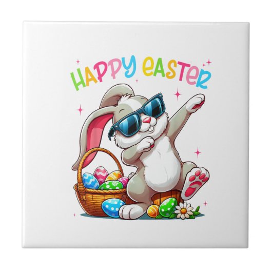 Funny Dabbing Bunny Easter Happy Easter for Boys G Fliese (Vorderseite)
