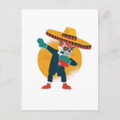 Funny Dabbing CincoDeMayo Skeleton Zucker Schädel Postkarte (Vorderseite)