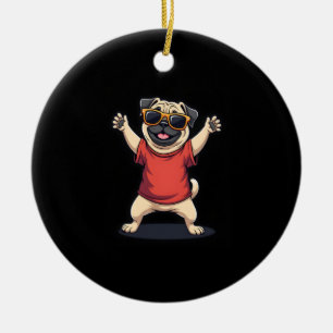 Funny Dabbing Dab Mops Hunde Tiere Tanz Tier Welpe Keramik Ornament