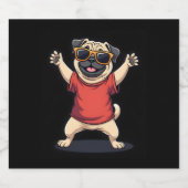 Funny Dabbing Dab Mops Hunde Tiere Tanz Tier Welpe Schaumweinetikett (Einzelnes Label)