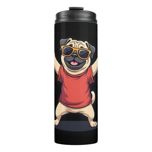 Funny Dabbing Dab Mops Hunde Tiere Tanz Tier Welpe Thermosbecher (Vorderseite)