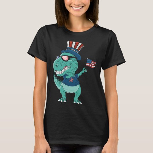 Funny Dabbing Dinosaur 4th July Amerisaurus T Rex  T-Shirt (Vorderseite)