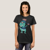 Funny Dabbing Dinosaur 4th July Amerisaurus T Rex  T-Shirt (Vorne ganz)
