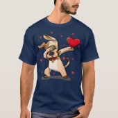 Funny Dabbing Dog Heart Valentines Day Gift Boys T-Shirt (Vorderseite)