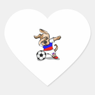 Funny Dabbing Dog Russland Fußball Jersey Russisch Herz-Aufkleber