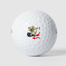 Funny Dabbing Golden Retriever Hund American Flag Golfball