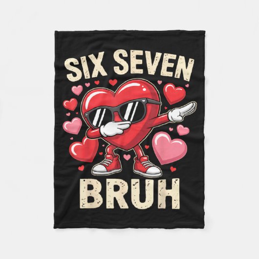 Funny Dabbing Heart 67 Bruh Six Seven Meme Valenti Fleecedecke (Vorderseite)